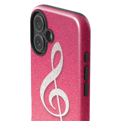 Pink Glitter Music Note iPhone 16 Impact Case